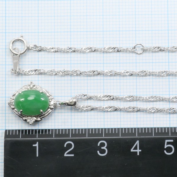 翡翠 ひすい ネックレス プラチナ Pt850 Pt900 ヒスイ 3.03ct ダイヤモンド 0.63ct 鑑付 本物保証 超美品 ノーブランド No brand ネックレス 鑑別書 Pt850 プラチナ Pt900 ヒスイ 翡翠 レディース 中古