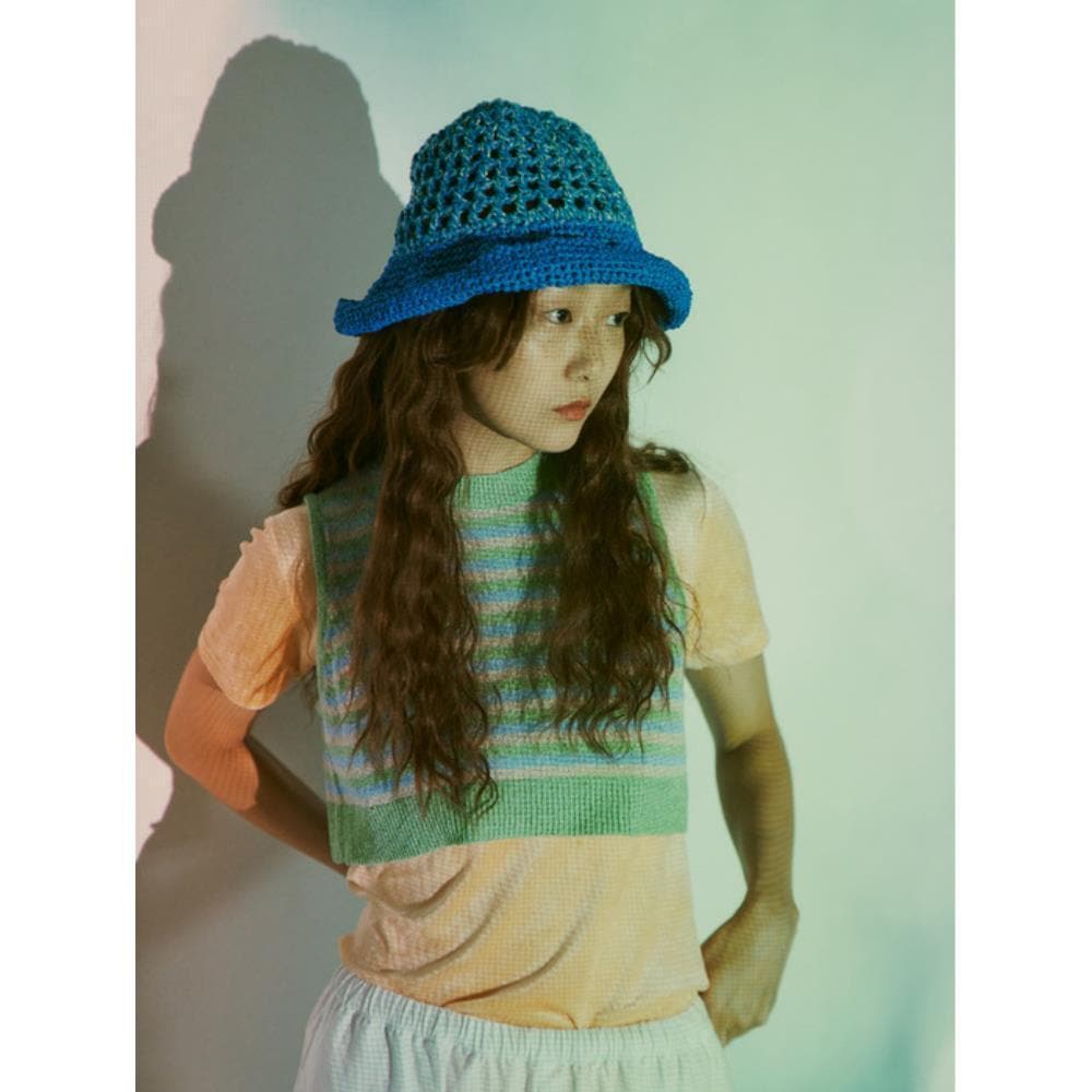全国送料無料ギフト SQUARE BARBE A MISU HAT ニット帽 BLUE 帽子