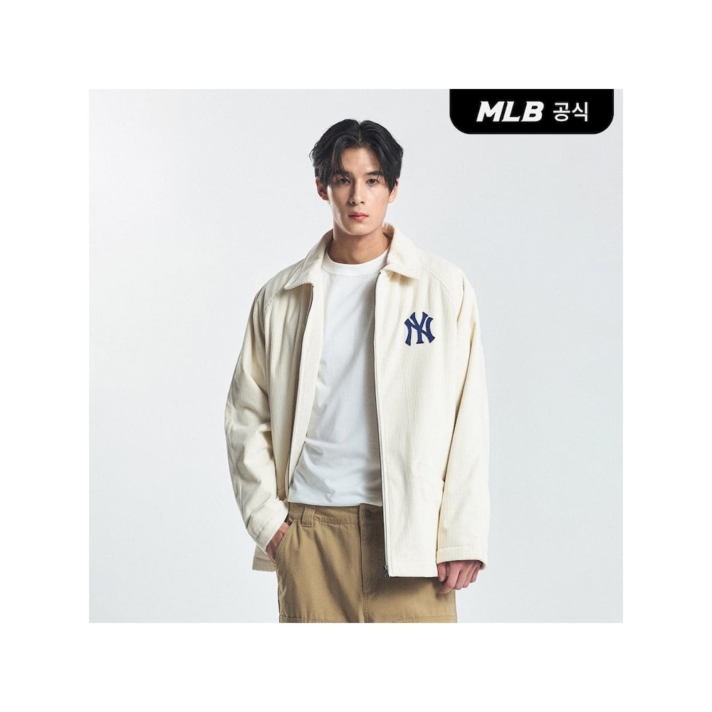 MLB コーデュロイバーシティジップアップシャツ NY (D.Cream) QHHC3AWSV0146-50CRD