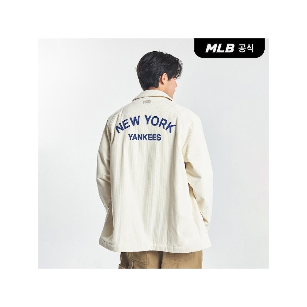 MLB コーデュロイバーシティジップアップシャツ NY (D.Cream) QHHC3AWSV0146-50CRD