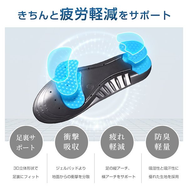 インソール 衝撃吸収 中敷き アーチサポート 土踏まず 通気 スポーツ インソール 衝撃吸収 中敷き 偏平足 疲れない スポーツ 足底 筋膜炎