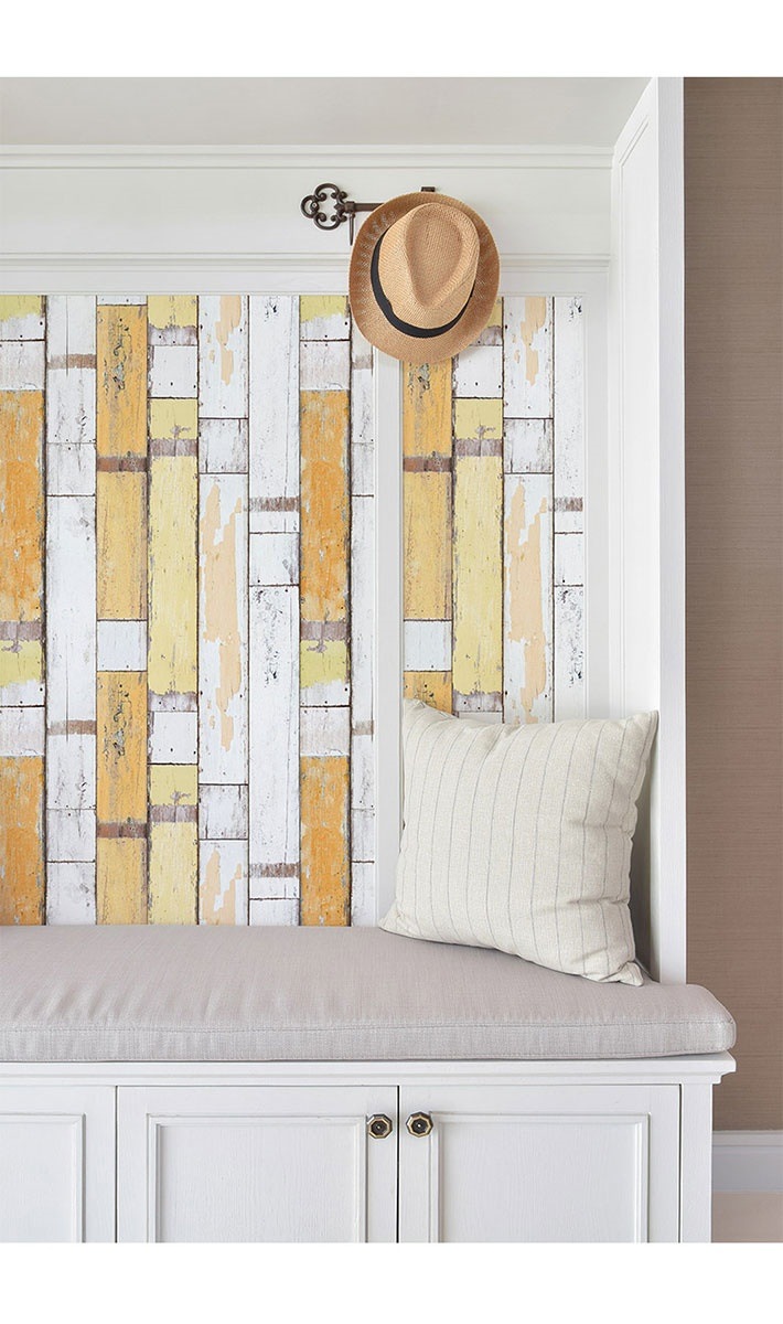 木目柄 シール 壁紙 イエロー木目柄の貼ってはがせる壁紙シール お得な壁紙15mセット 宅B