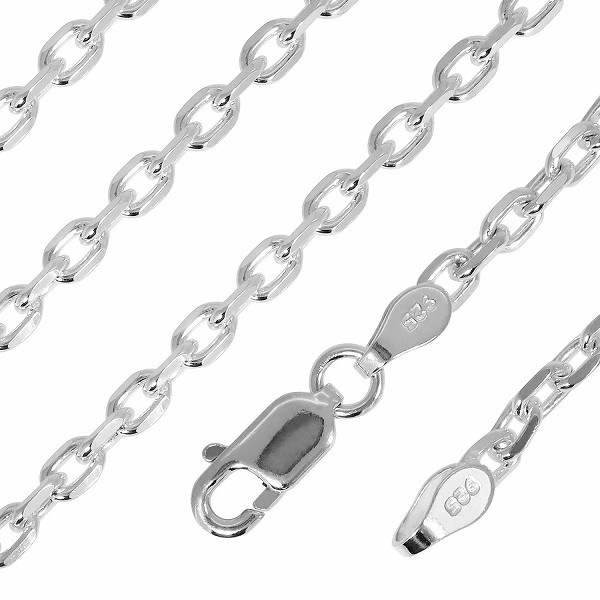 シルバーチェーン ネックレス チェーン あずきチェーン4面カット 幅約2.6mm 60cm シルバーチェーン ネックレス チェーン あずきチェーン4面カット 幅約2.6mm 60cm