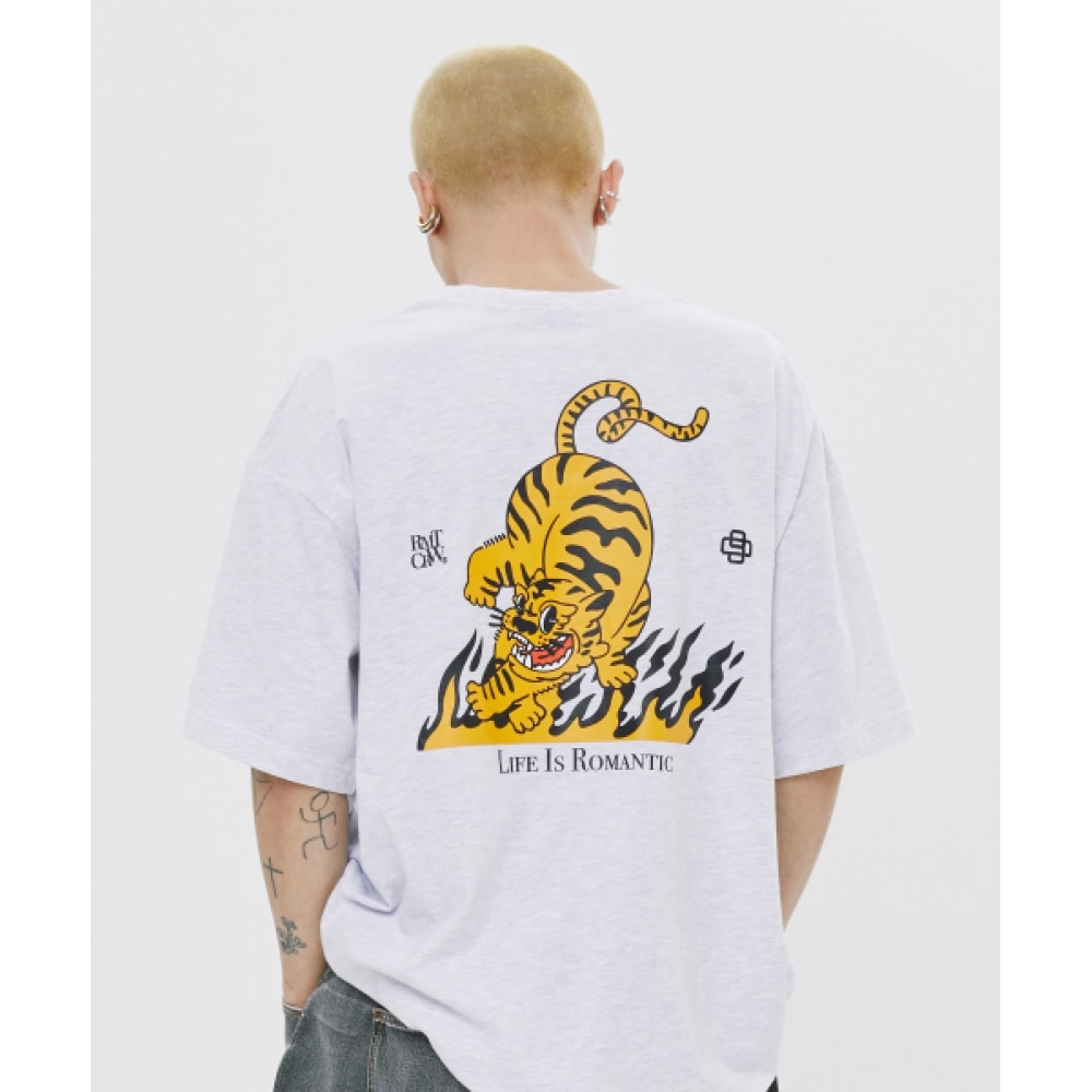 ロマンティッククラウンブレイズリルタイガー Tシャツ_ライトグレー mdprevattcaulkingandwaterproofing.com