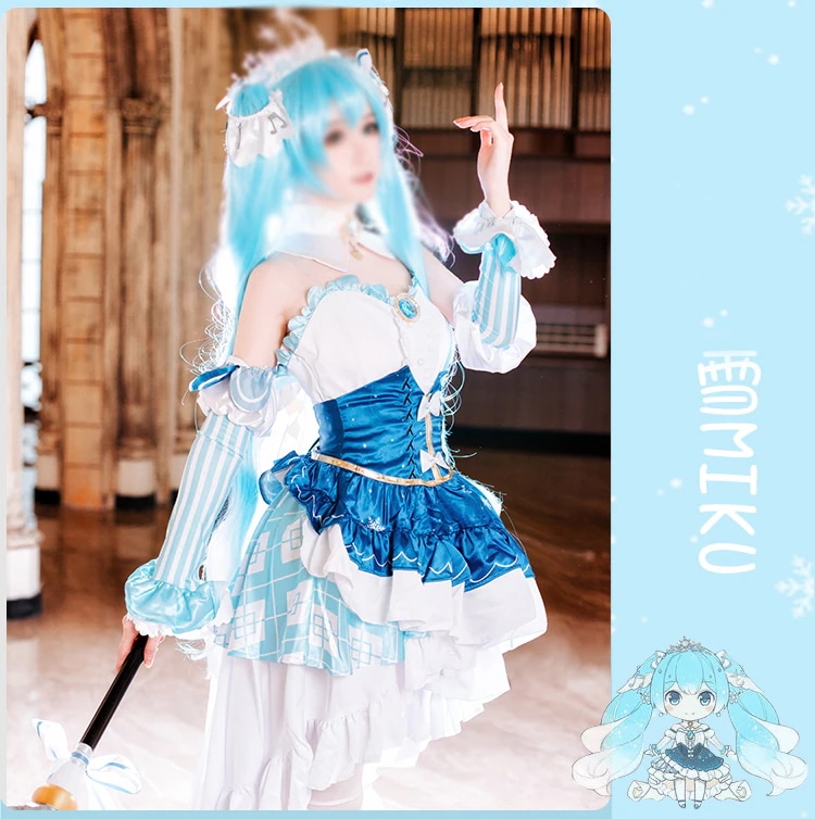VOCALOID風 雪ミク 初音ミク 雪のプリンセス コスプレ衣装 コスチューム イベント仮装