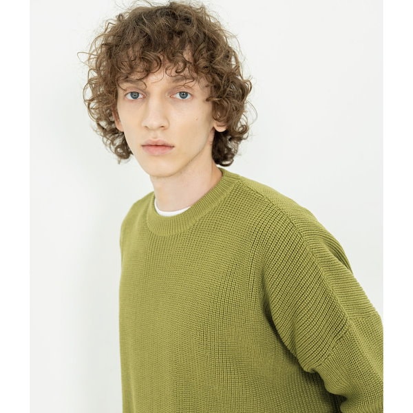 【TXT ヨンジュン着用】正規品 DAILY ROUND KNIT シンプル ストリート ロゴ 無地 長袖 プルオーバー コットン 韓国ファッション  韓国ブランド【韓国発送/海外通販/関税込】