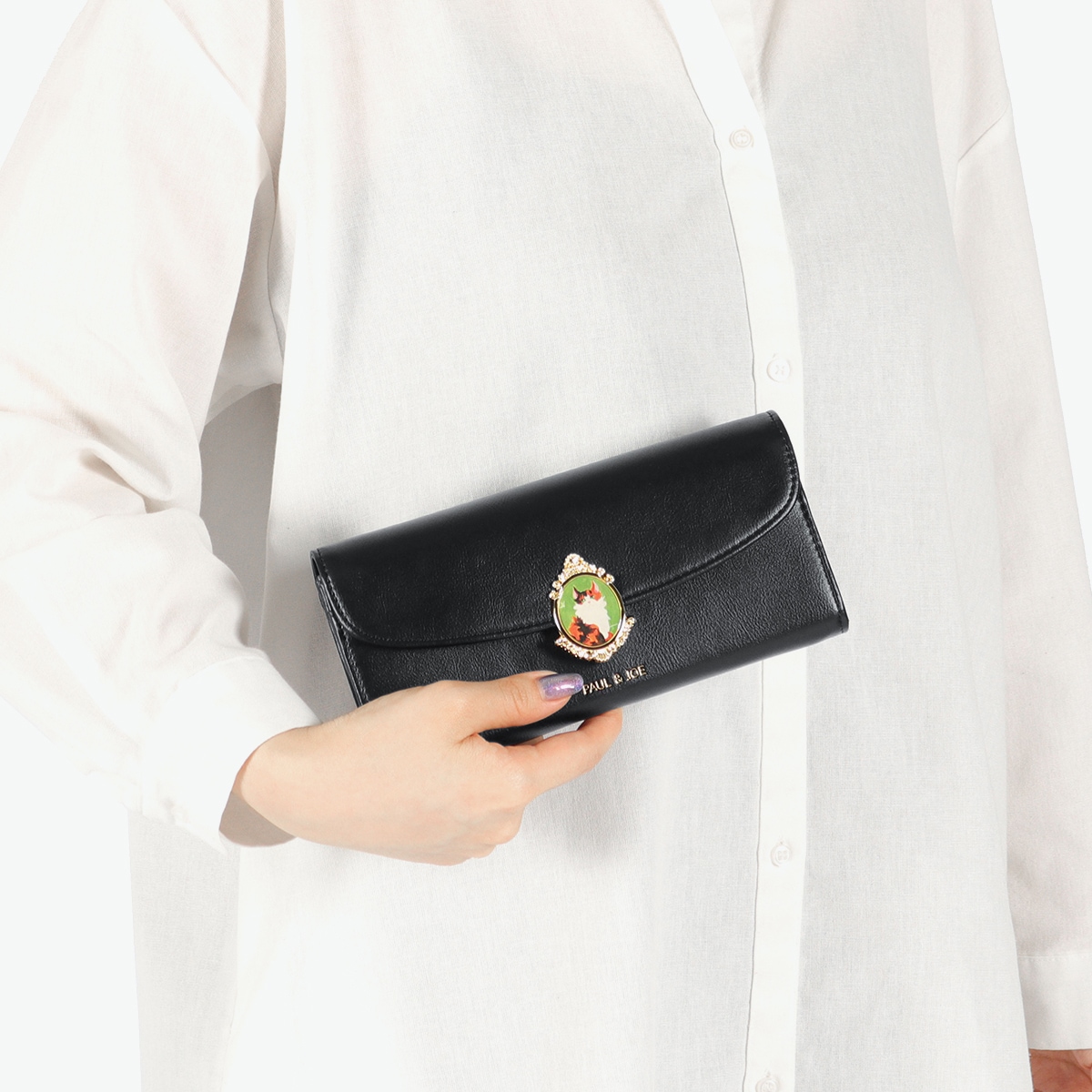 長財布 ブランド 大容量 かぶせ 財布 カード 小銭入れ 合皮 かわいい 可愛い おしゃれ 上品 猫 ねこ CAT BROOCH かぶせ束入れ PJA-W1171 長財布 ブランド 大容量 かぶせ 財布 カード 小銭入れ 合皮 かわいい 可愛い おしゃれ 上品 猫 ねこ CAT BROOCH かぶせ束入れ PJA-W1171