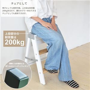 ステップ 脚立 約幅430奥行430高さ570mm ホワイト 耐荷重200kg スチール板 木製 ラダーラック 完成品 リビング
