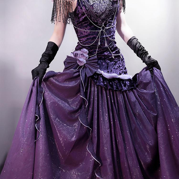 【フルセット】紫藤夜曲lolitaワンピースロリータ誕生日パーティードレスドレスレディース 【フルセット】紫藤夜曲lolitaワンピースロリータ誕生日パーティードレスドレスレディース