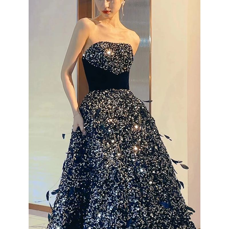 【2枚購入で 3oo円OFF!】女性のブラックドレス2025は通常ホストバンケットの気質冬のドレスロングスタイルを着ることができます 【2枚購入で 3oo円OFF!】女性のブラックドレス2025は通常ホストバンケットの気質冬のドレスロングスタイルを着ることができます