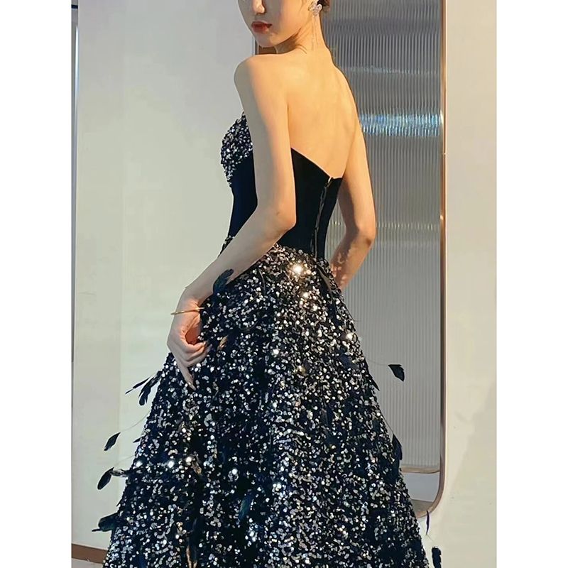 【2枚購入で 3oo円OFF!】女性のブラックドレス2025は通常ホストバンケットの気質冬のドレスロングスタイルを着ることができます 【2枚購入で 3oo円OFF!】女性のブラックドレス2025は通常ホストバンケットの気質冬のドレスロングスタイルを着ることができます