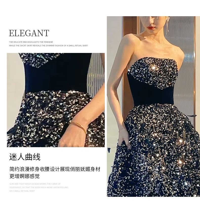 【2枚購入で 3oo円OFF!】女性のブラックドレス2025は通常ホストバンケットの気質冬のドレスロングスタイルを着ることができます 【2枚購入で 3oo円OFF!】女性のブラックドレス2025は通常ホストバンケットの気質冬のドレスロングスタイルを着ることができます