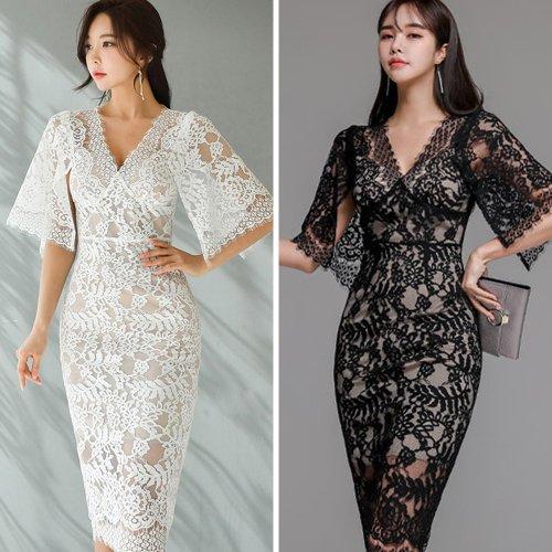 キャバドレス ナイトドレス ミディアムドレス ハイウエスト タイト ワンピース 花柄 Vネック 総レース 切り替え レディース グラシア キャバドレス ナイトドレス ミディアムドレス ハイウエスト タイト ワンピース 花柄 Vネック 総レース 切り替え レディース グラシア
