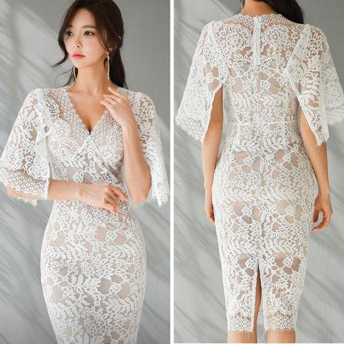 キャバドレス ナイトドレス ミディアムドレス ハイウエスト タイト ワンピース 花柄 Vネック 総レース 切り替え レディース グラシア キャバドレス ナイトドレス ミディアムドレス ハイウエスト タイト ワンピース 花柄 Vネック 総レース 切り替え レディース グラシア