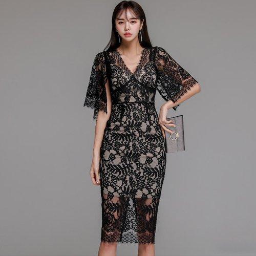 キャバドレス ナイトドレス ミディアムドレス ハイウエスト タイト ワンピース 花柄 Vネック 総レース 切り替え レディース グラシア キャバドレス ナイトドレス ミディアムドレス ハイウエスト タイト ワンピース 花柄 Vネック 総レース 切り替え レディース グラシア