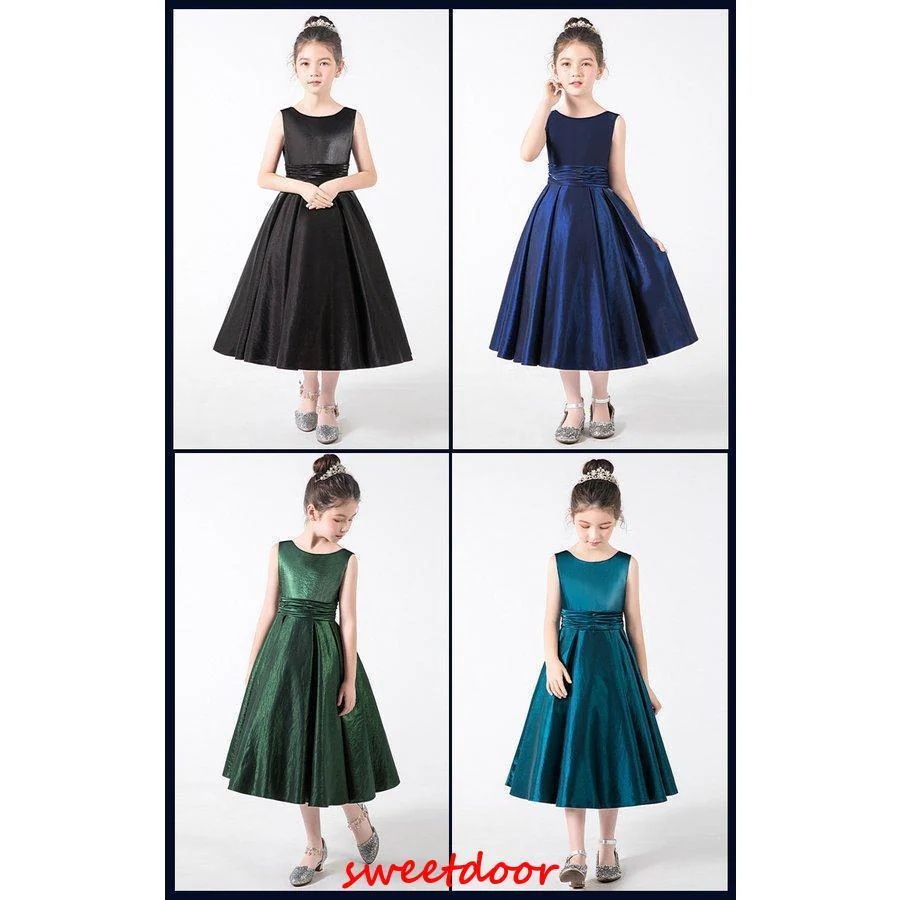 子供ドレス ピアノ発表会 ロング 結婚式 キッズ ドレス 袖なし ワンピース 子どもドレス ジュニアドレス 黒 ブラック 100~170cm