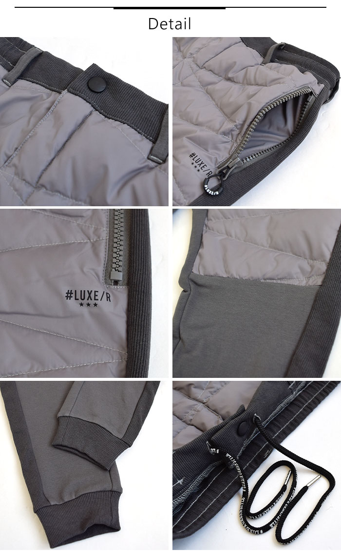 【2024秋冬新作】LUXE/R ラグジュ ゴルフ パンツ ボトムス ロングパンツ ストレッチ フリース 裏起毛 ダウン 切り替え ロングパンツ 長ズボン メンズ レディース M L XL 45762