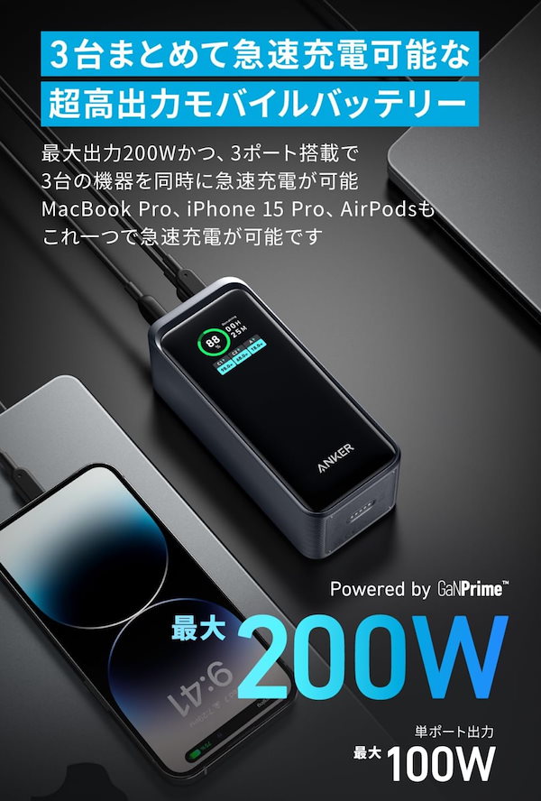 Anker PrimePowerBank20000mAh, 200W未開封未使用