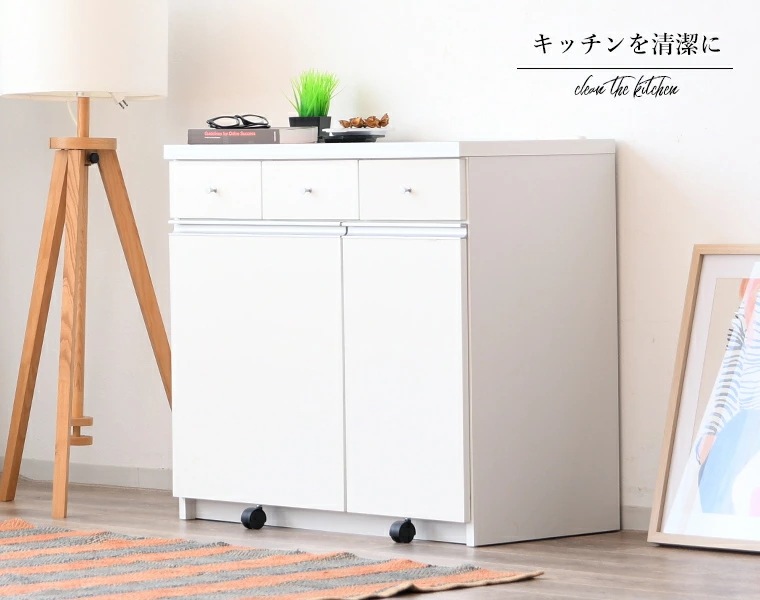 カウンター ゴミ箱 キッチン家具 キッチンカウンター ダストカウンター 3分別 完成品 幅90cm