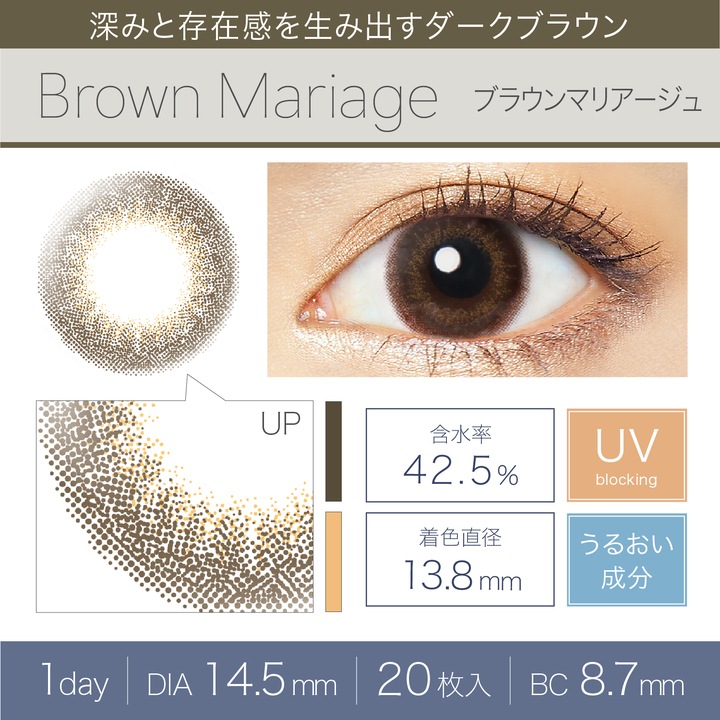 エバーカラー ワンデー ナチュラル モイストレーベル UV ブラウンマリアージュ 20枚入り 2箱