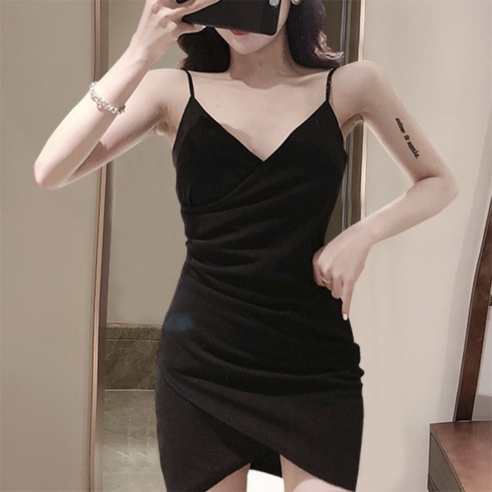 2025新型 レディース ガールズ セクシーvネック黒ギャルストラップ純欲包尻ワンピース女夏小柄 2025新型 レディース ガールズ セクシーvネック黒ギャルストラップ純欲包尻ワンピース女夏小柄