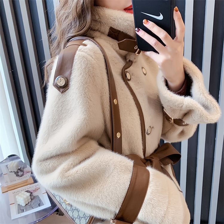 早い者勝ち コート 子羊の毛 暖かい 厚手 イミテーションミンク 気質 快適である スリム