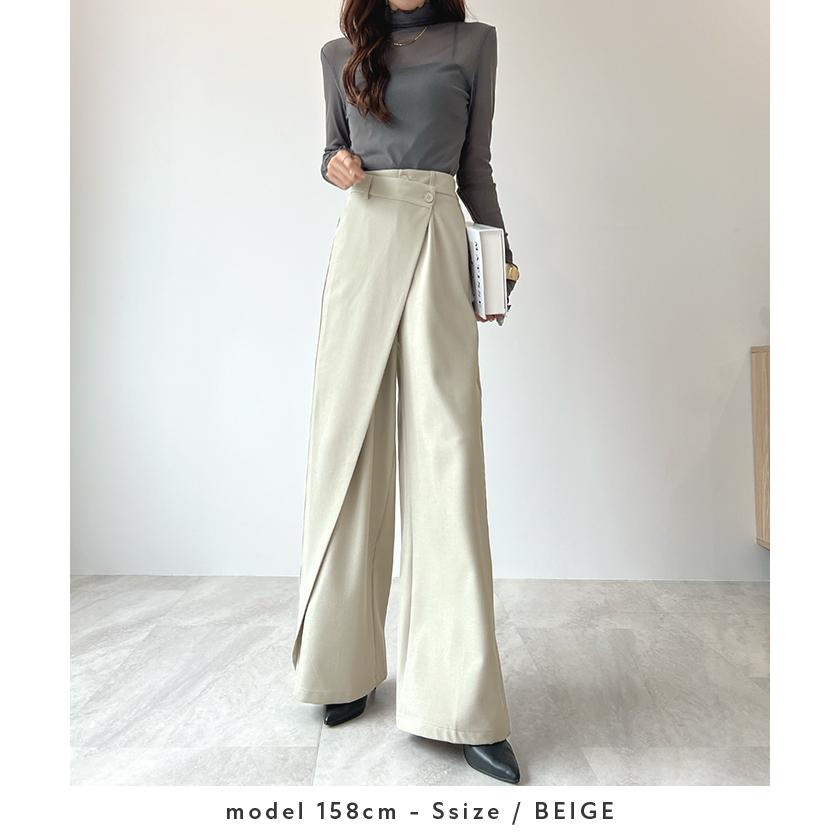 パンツ スラックス ラップパンツ マニッシュ ハイウエスト タック ワイドパンツ レディース きれいめ オフィスカジュアル / ウエストラップスラックス パンツ スラックス ラップパンツ マニッシュ ハイウエスト タック ワイドパンツ レディース きれいめ オフィスカジュアル / ウエストラップスラックス
