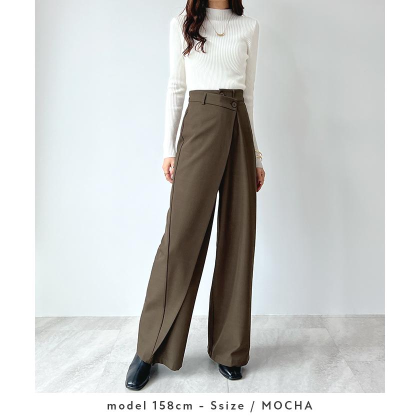 パンツ スラックス ラップパンツ マニッシュ ハイウエスト タック ワイドパンツ レディース きれいめ オフィスカジュアル / ウエストラップスラックス パンツ スラックス ラップパンツ マニッシュ ハイウエスト タック ワイドパンツ レディース きれいめ オフィスカジュアル / ウエストラップスラックス