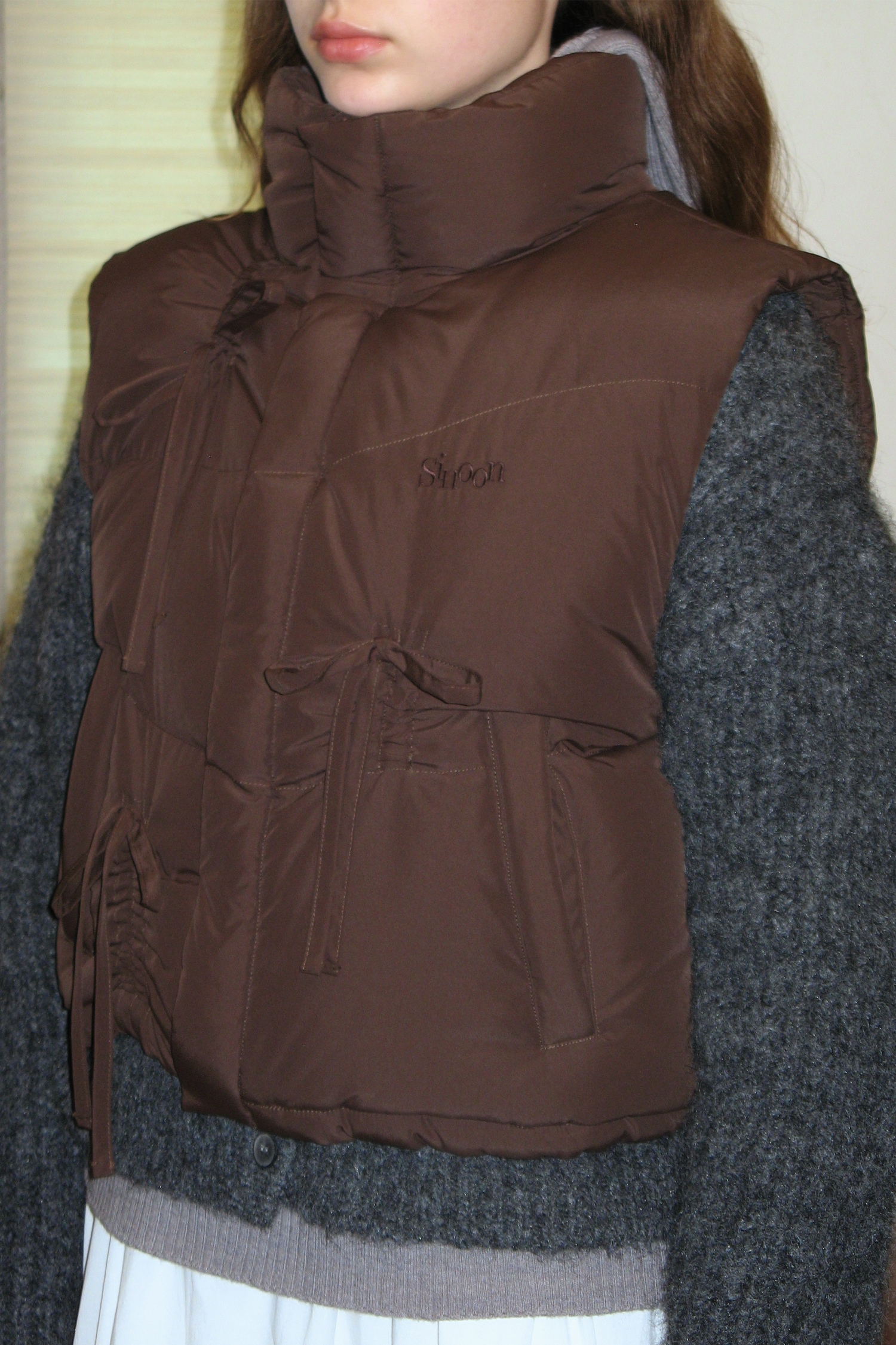 ★送料・関税込★sinoon★RIBBON DETAIL PUFFER VEST★ SINOON】 RIBBON DETAIL PUFFER VEST : 2COLOR ベスト