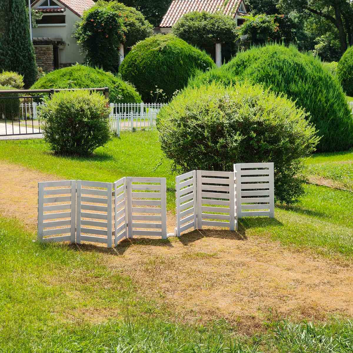 フェンス 折り畳めるウッドフェンス 幅160cm 横ボーダー 2枚組 ガーデンフェンス 柵 折りたたみ 4連 園芸 エクステリア 雑貨 ウッドフェンス 花壇 庭 ベランダ バルコニー