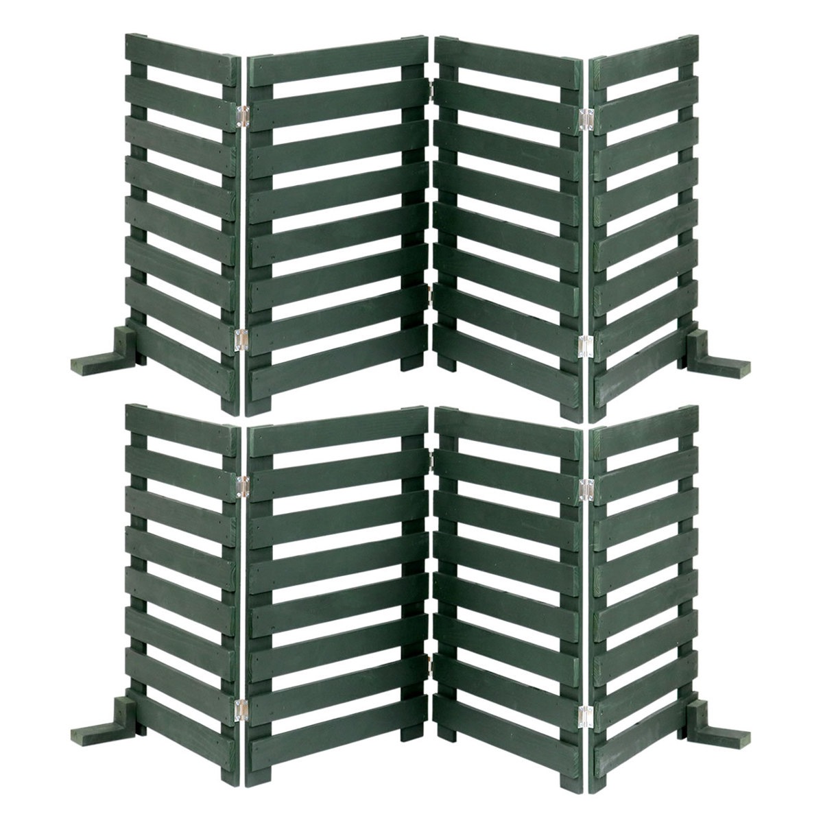 フェンス 折り畳めるウッドフェンス 幅160cm 横ボーダー 2枚組 ガーデンフェンス 柵 折りたたみ 4連 園芸 エクステリア 雑貨 ウッドフェンス 花壇 庭 ベランダ バルコニー