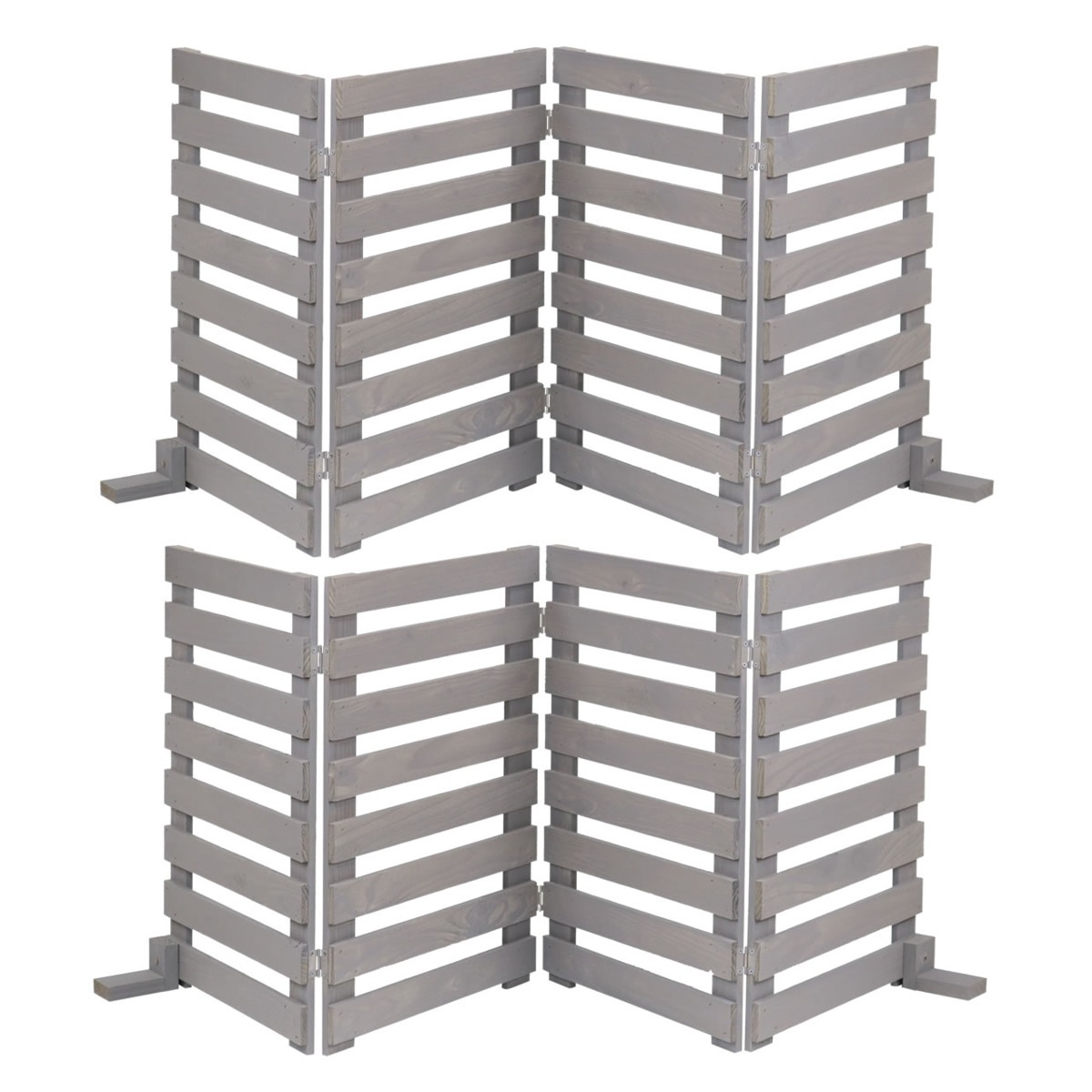 フェンス 折り畳めるウッドフェンス 幅160cm 横ボーダー 2枚組 ガーデンフェンス 柵 折りたたみ 4連 園芸 エクステリア 雑貨 ウッドフェンス 花壇 庭 ベランダ バルコニー