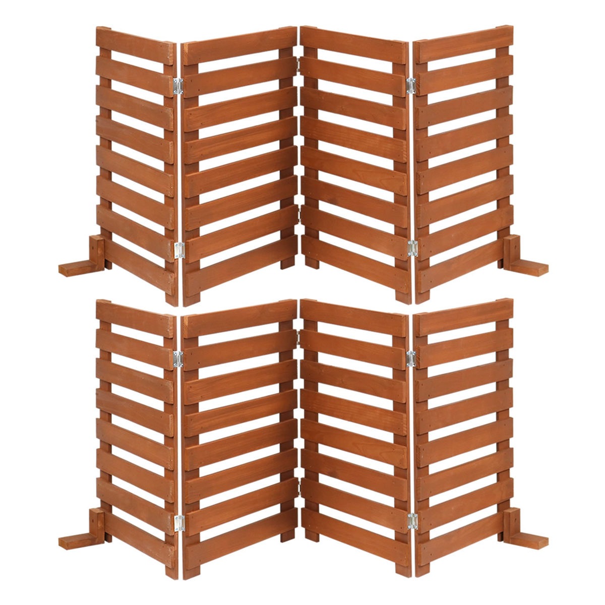 フェンス 折り畳めるウッドフェンス 幅160cm 横ボーダー 2枚組 ガーデンフェンス 柵 折りたたみ 4連 園芸 エクステリア 雑貨 ウッドフェンス 花壇 庭 ベランダ バルコニー