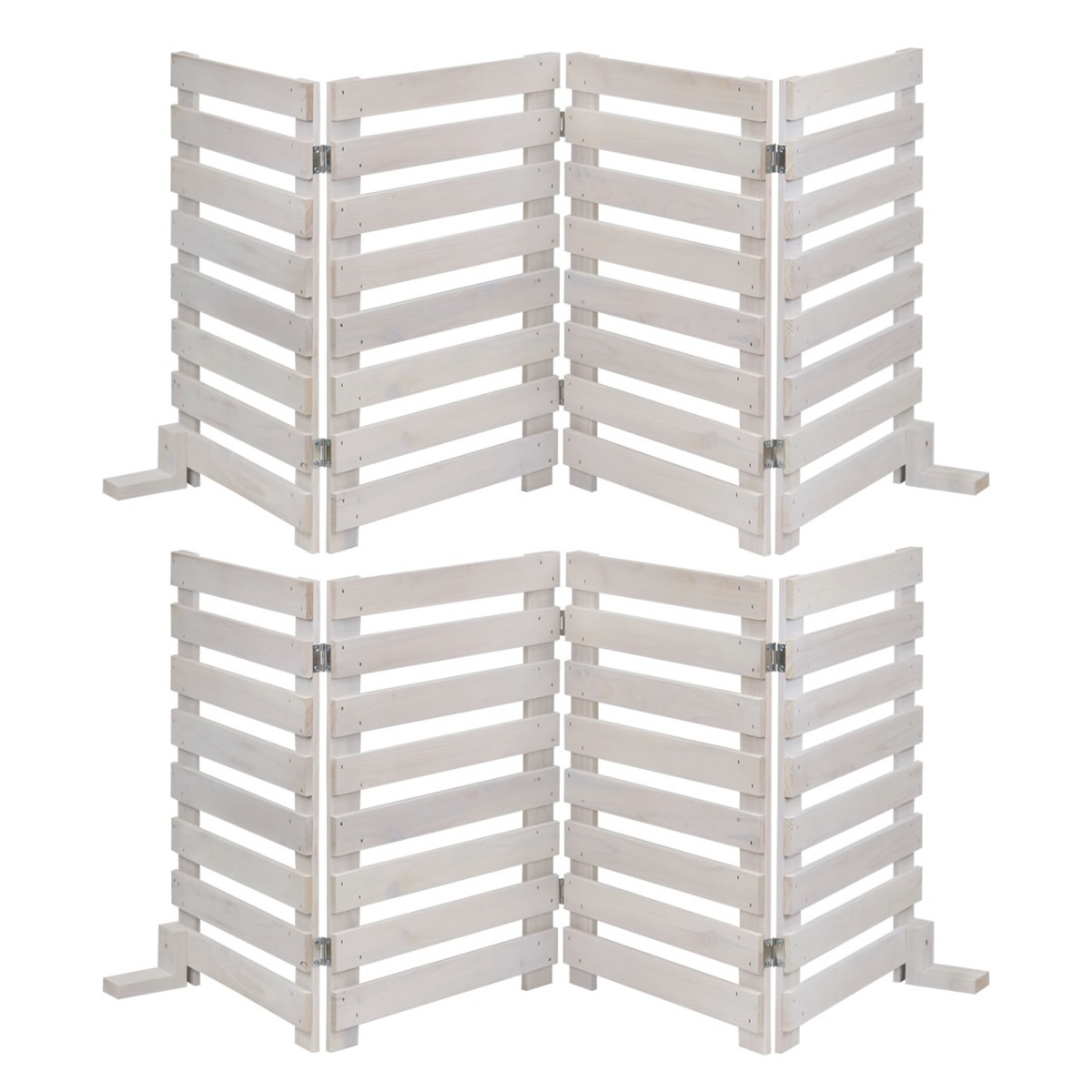 フェンス 折り畳めるウッドフェンス 幅160cm 横ボーダー 2枚組 ガーデンフェンス 柵 折りたたみ 4連 園芸 エクステリア 雑貨 ウッドフェンス 花壇 庭 ベランダ バルコニー