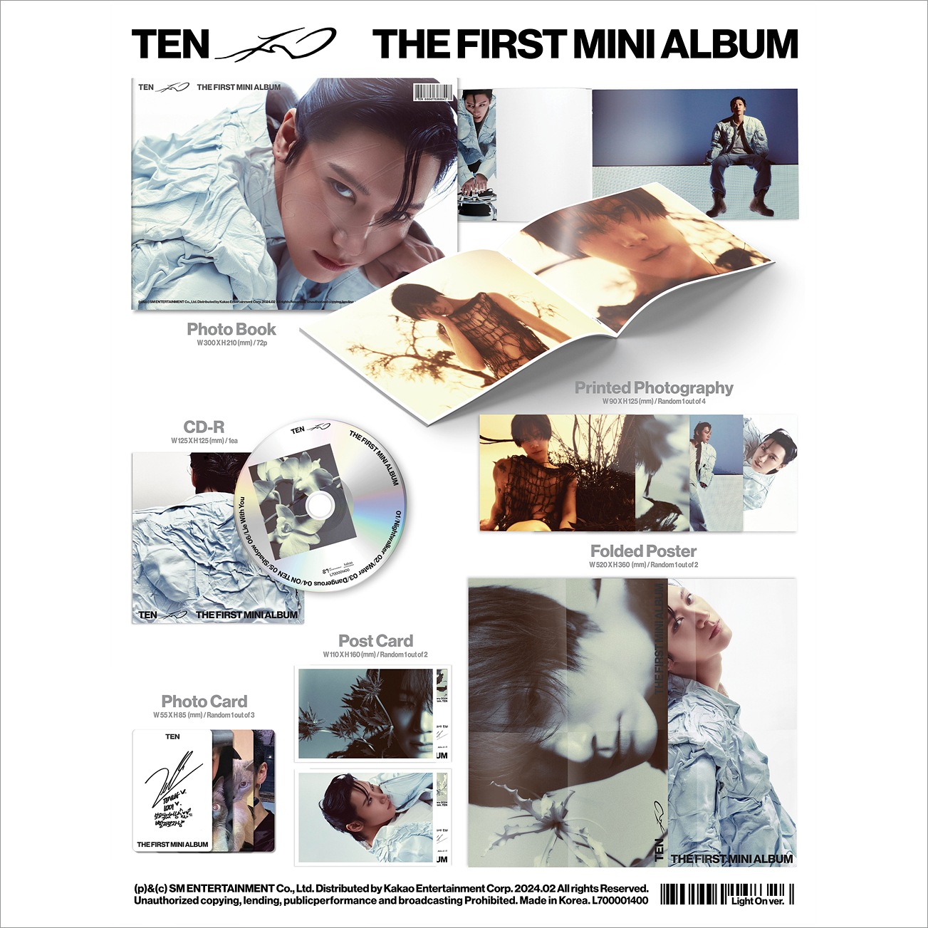 [SET] TEN(NCT) [TEN] Photobook Ver.(Light On Ver./On Ten Ver.) + Free Photocard 1EA(fan-made)