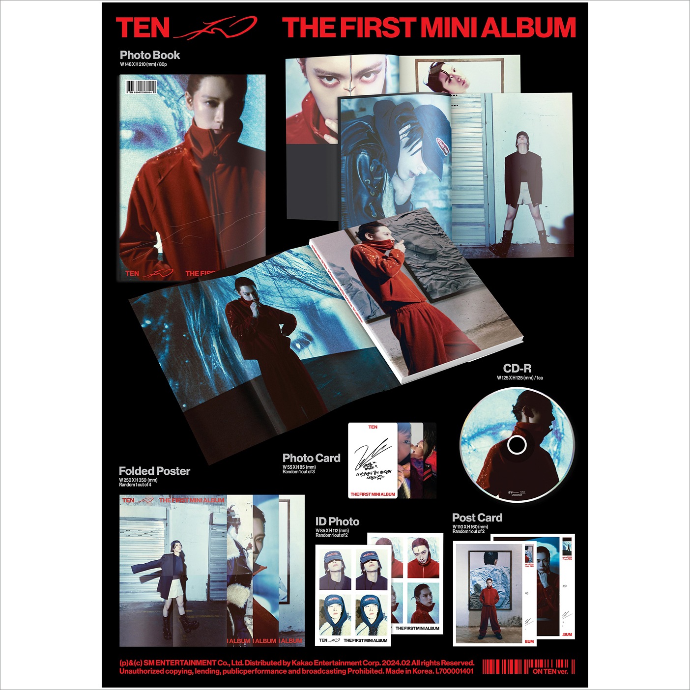 [SET] TEN(NCT) [TEN] Photobook Ver.(Light On Ver./On Ten Ver.) + Free Photocard 1EA(fan-made)