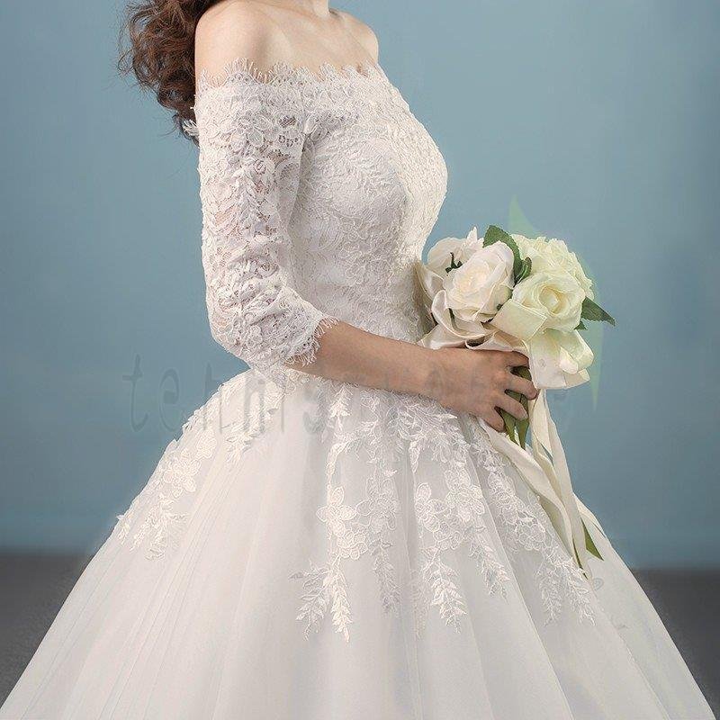 ウエディングドレス 長袖 安い 二次会 ウェディングドレス 結婚式 エンパイア 花嫁 プリンセス 披