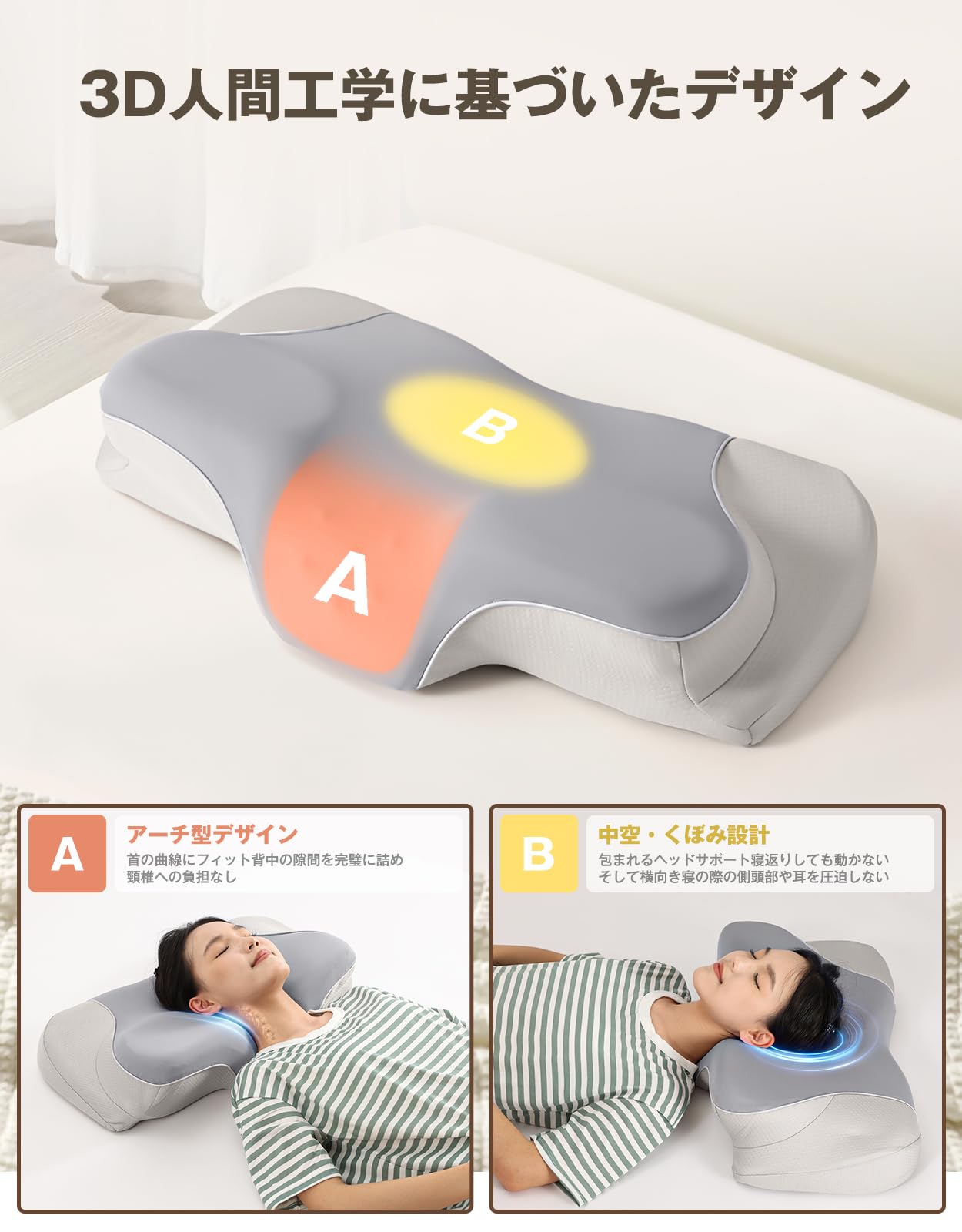 枕 低反発 首が痛くならない 枕 横向き寝 高め 枕 まくら 首肩フィット 枕