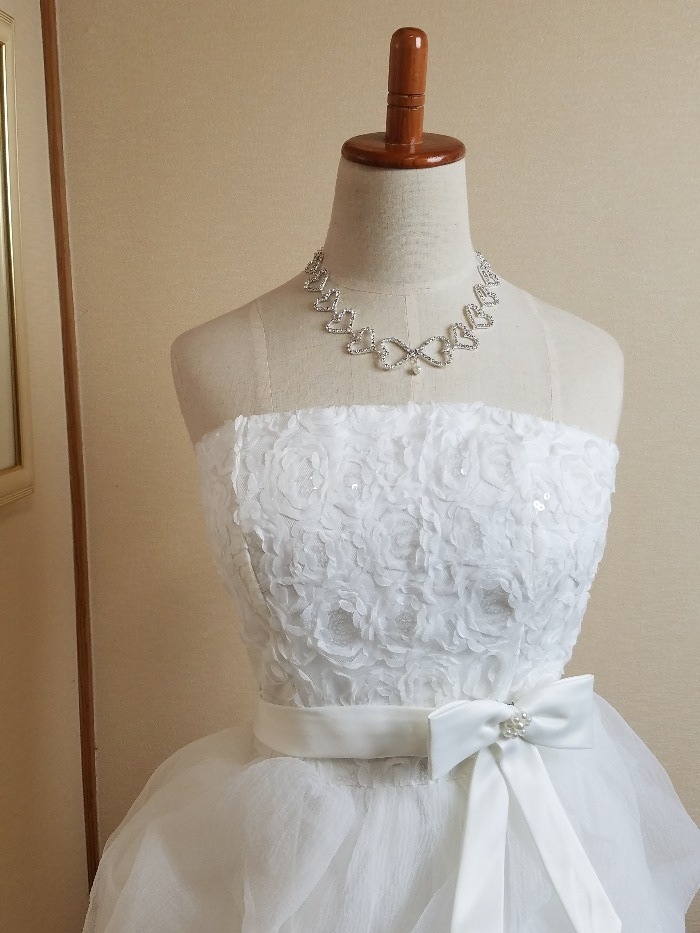 ウェディングドレス ミニ ミニドレス 花嫁 二次会 結婚式 披露宴 ドレス ウエディングドレス パーティードレス 演奏会 発表会 ステージ ドレス 衣装 大きいサイズ 編み上げ ベアトップ リボン ミ