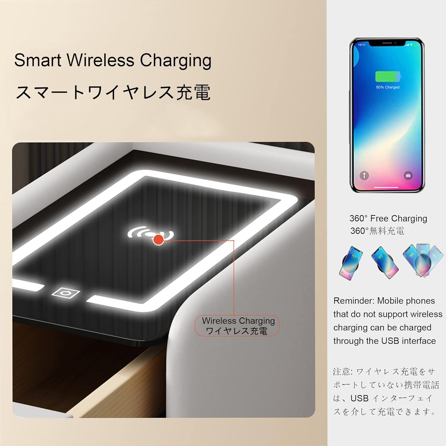 ベッドサイドテーブル 無線充電+USB+スピーカー サイドテーブル 寝室 収納 コンセント付き ソファーテーブル ベッドサイド ベッドルームロッカー 調節可能なLEDライト付き USBポート 収納引き ベッドサイドテーブル 無線充電+USB+スピーカー サイドテーブル 寝室 収納 コンセント付き ソファーテーブル ベッドサイド ベッドルームロッカー 調節可能なLEDライト付き USBポート 収納引き