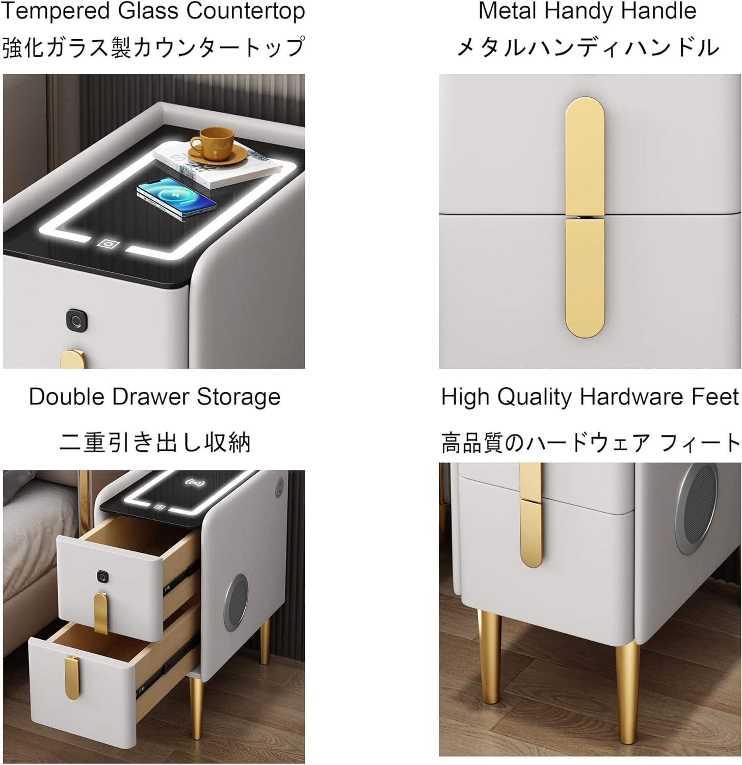 ベッドサイドテーブル 無線充電+USB+スピーカー サイドテーブル 寝室 収納 コンセント付き ソファーテーブル ベッドサイド ベッドルームロッカー 調節可能なLEDライト付き USBポート 収納引き ベッドサイドテーブル 無線充電+USB+スピーカー サイドテーブル 寝室 収納 コンセント付き ソファーテーブル ベッドサイド ベッドルームロッカー 調節可能なLEDライト付き USBポート 収納引き