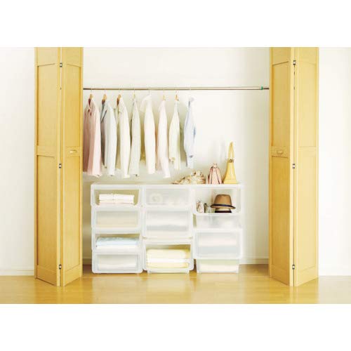 天馬(Tenma) 収納物の出し入れがしやすいフラップ式収納ボックス カバコ L 完成品 場所を選ばないデザインの収納ケース フラップ扉 衣装ケース どんなお部屋にも馴染むクリアブラウンカラー プラス