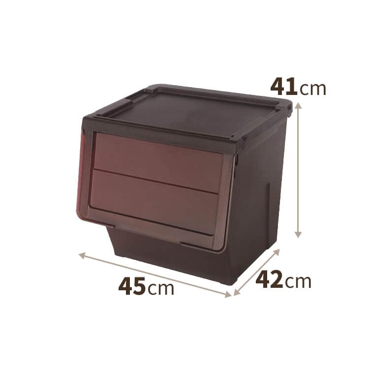 天馬(Tenma) 収納物の出し入れがしやすいフラップ式収納ボックス カバコ L 完成品 場所を選ばないデザインの収納ケース フラップ扉 衣装ケース どんなお部屋にも馴染むクリアブラウンカラー プラス