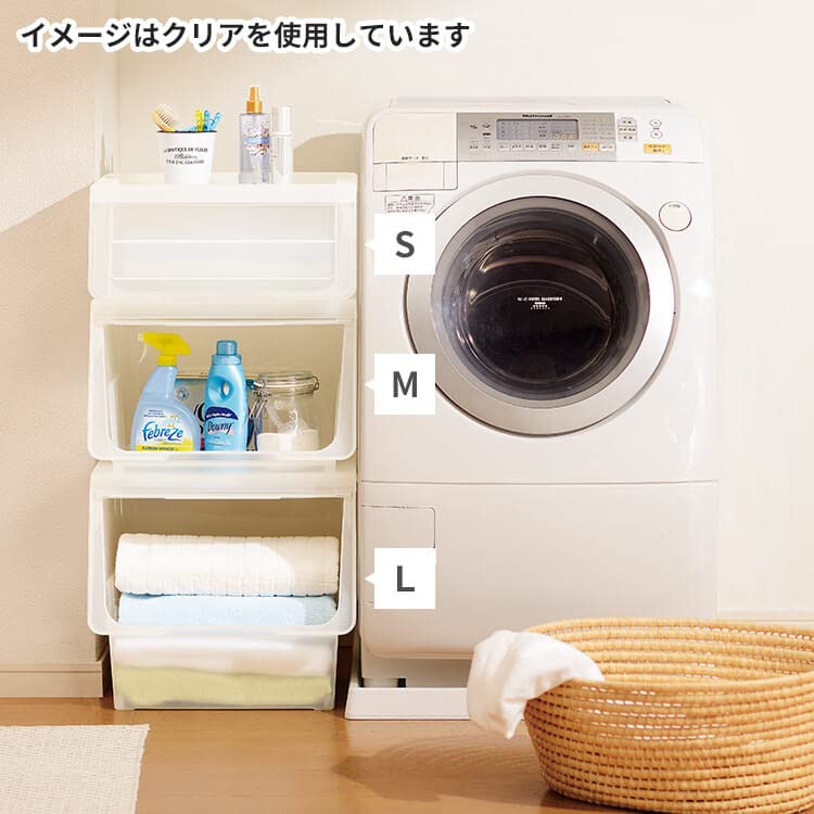 天馬(Tenma) 収納物の出し入れがしやすいフラップ式収納ボックス カバコ L 完成品 場所を選ばないデザインの収納ケース フラップ扉 衣装ケース どんなお部屋にも馴染むクリアブラウンカラー プラス