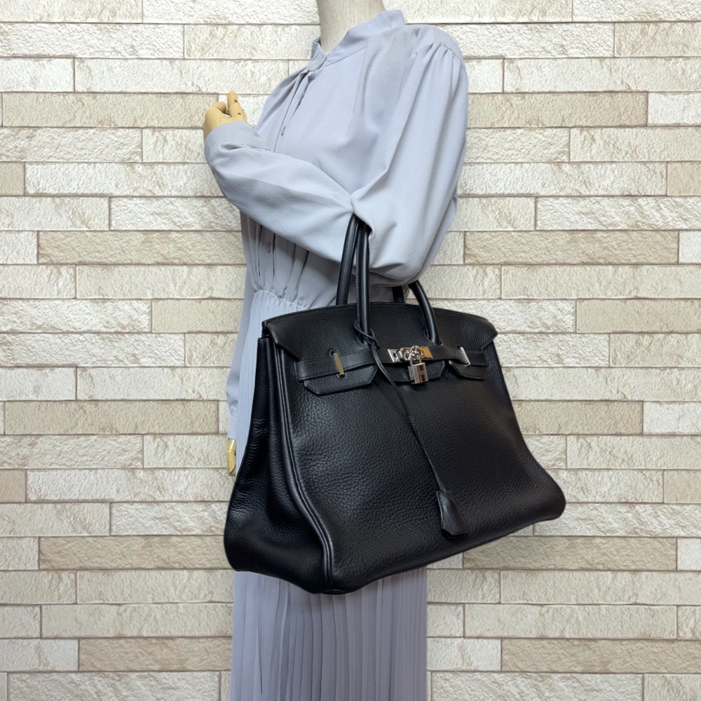 エルメス バーキン35 ハンドバッグ レザー ブラック HERMES 中古