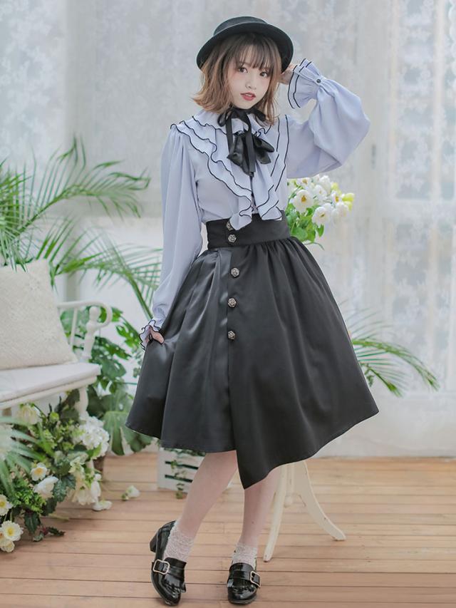 【2点購入で150OFF】【新品開催 】クラシックロリータOPドレス長袖不規則な裾ワンピースドレス