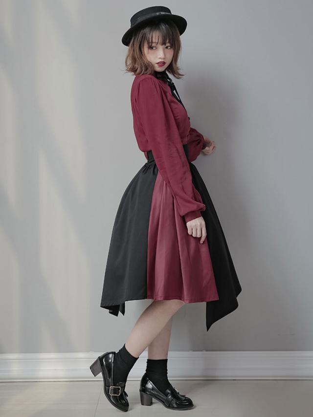 【2点購入で150OFF】【新品開催 】クラシックロリータOPドレス長袖不規則な裾ワンピースドレス