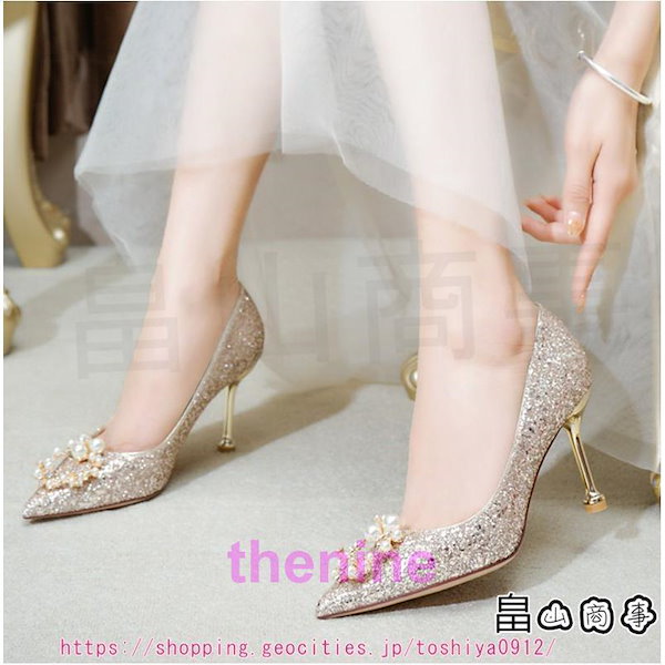 Qoo10] パンプス キラキラ ハイヒール レディー