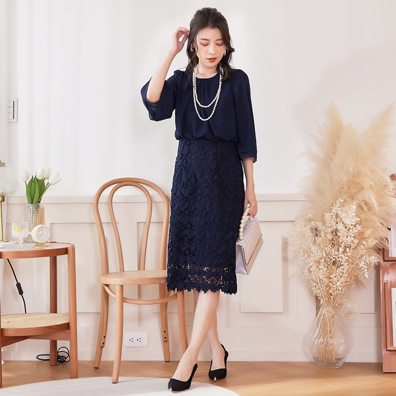 【人気新作】韓国人気品質ドレス パーティードレス 結婚式 韓国版通勤用新型レースカバーアームスリム丸首ワンピース 【人気新作】韓国人気品質ドレス パーティードレス 結婚式 韓国版通勤用新型レースカバーアームスリム丸首ワンピース