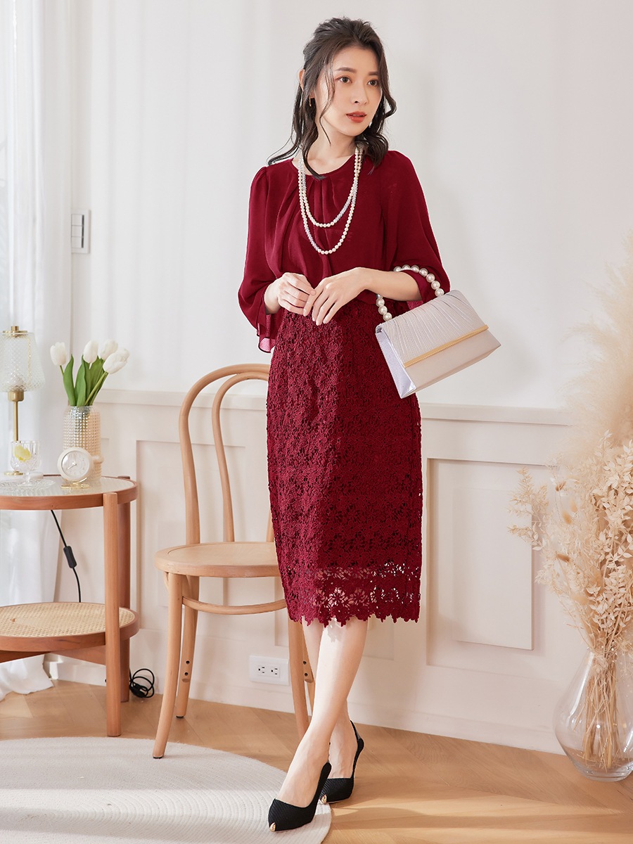 【人気新作】韓国人気品質ドレス パーティードレス 結婚式 韓国版通勤用新型レースカバーアームスリム丸首ワンピース 【人気新作】韓国人気品質ドレス パーティードレス 結婚式 韓国版通勤用新型レースカバーアームスリム丸首ワンピース